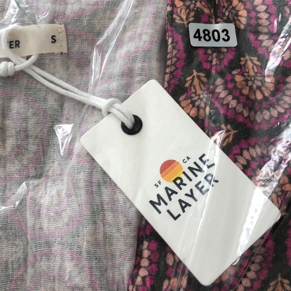 Marine Layer Colette Top Printed Doublecloth Fan Block Print Pink Purple NWT S - Picture 6 of 8